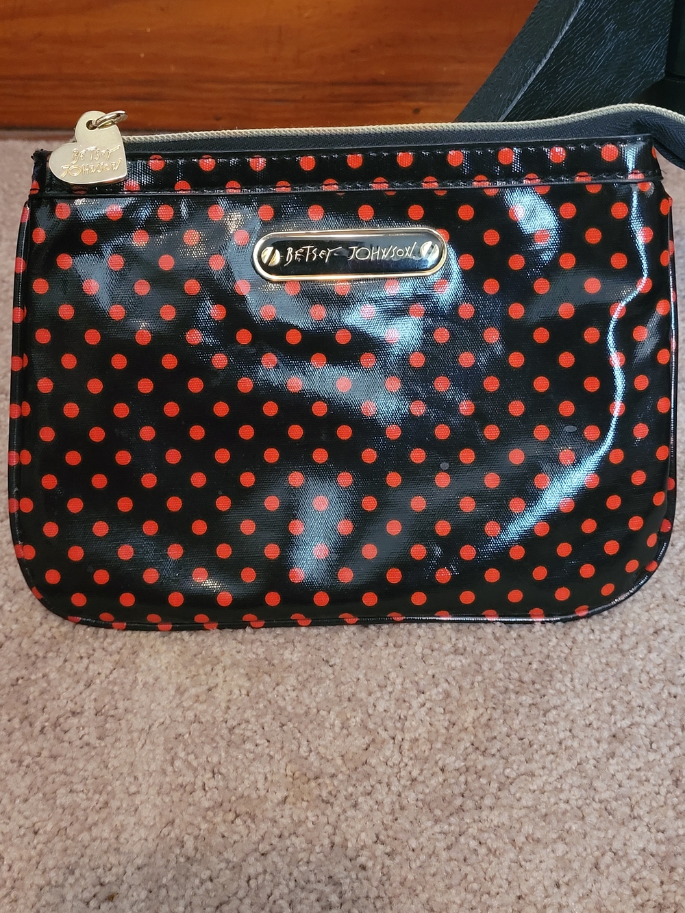 Betsey Johnson Black & Red Polka Dot Cosmetic Pouch